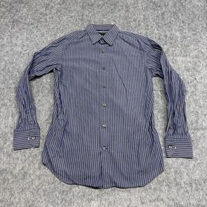 Banana Republic Shirt Mens M 15-15.5 Purple Striped Slim Fit Button Long Sleeve
